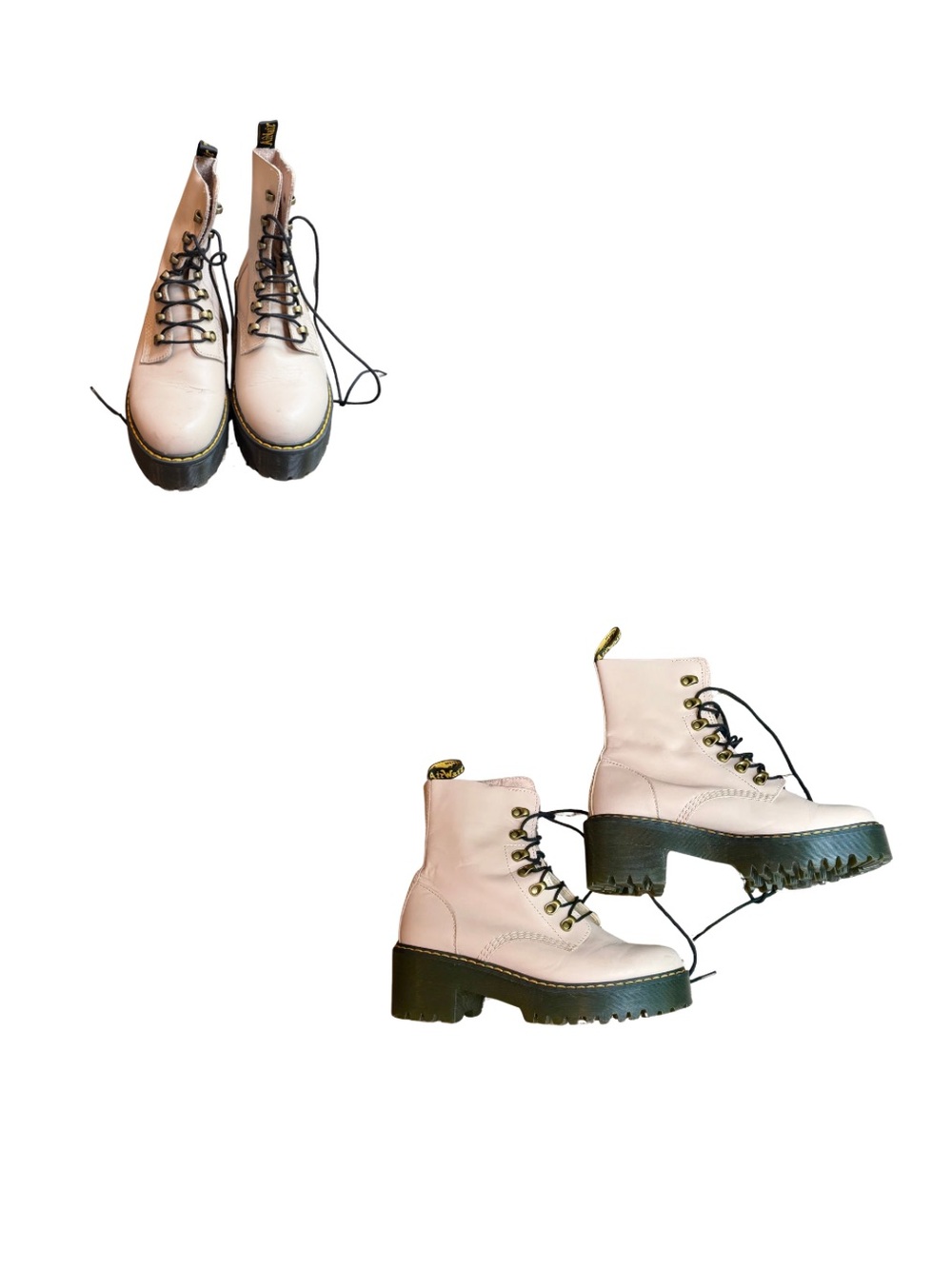 Dr. Martens Pink Lace-Up Platform Ankle Boots